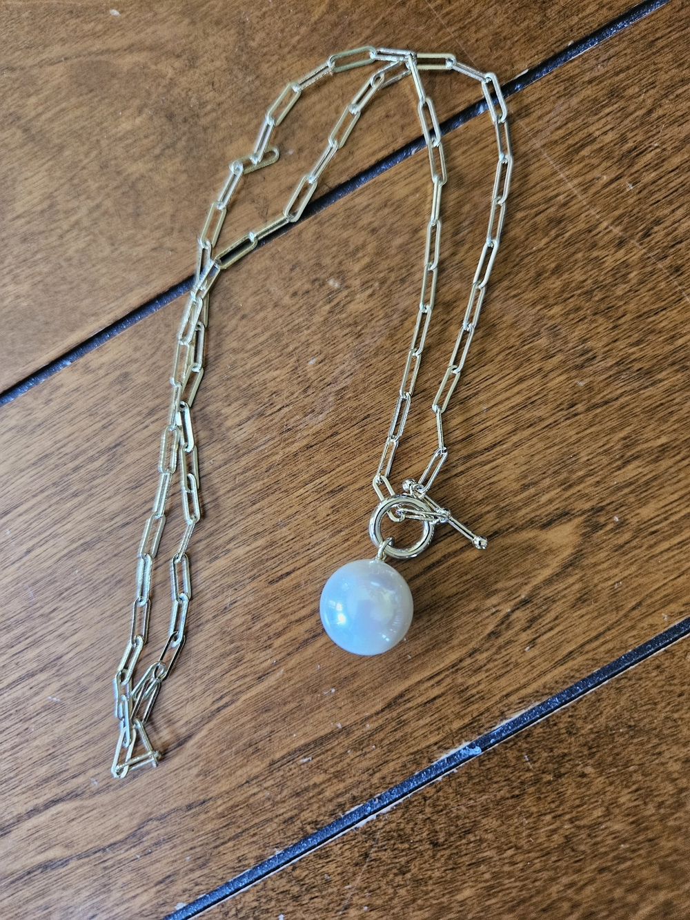 Melinda Maria Gold  XL Life's A Ball   Pearl Pendant Necklace